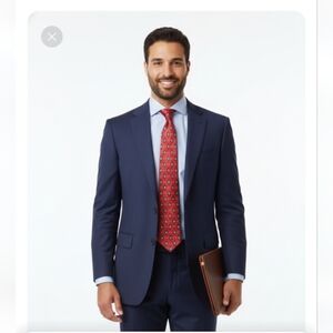 C.J Cahn 100% Silk Made In Usa Elegant Red and Navy Diamond Pattern Tie